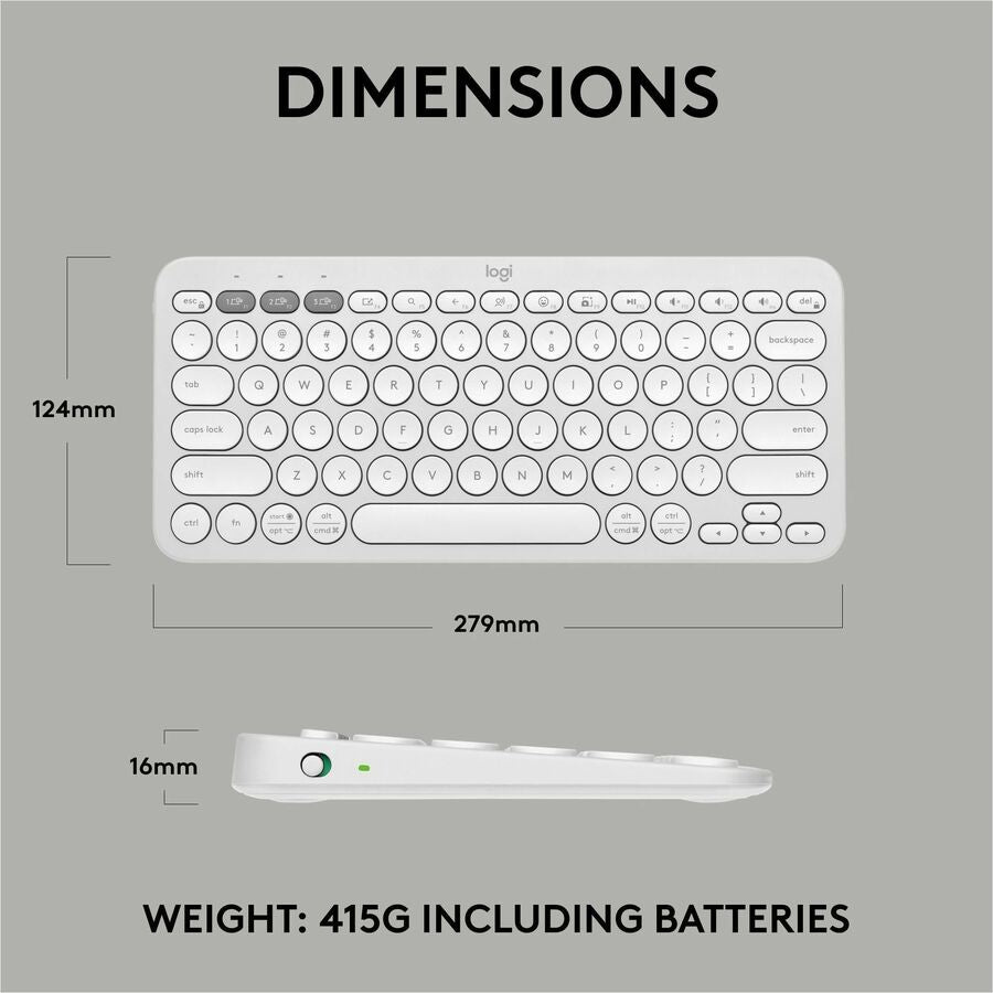 Logitech Pebble Keys 2 K380s Wireless Bluetooth Keyboard - Multi-Device Compatible in Tonal White