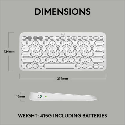 Logitech Pebble Keys 2 K380s Wireless Bluetooth Keyboard - Multi-Device Compatible in Tonal White