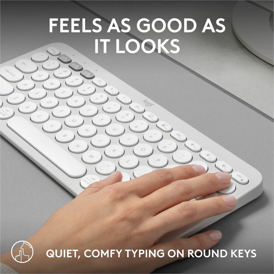 Logitech Pebble Keys 2 K380s Wireless Bluetooth Keyboard - Multi-Device Compatible in Tonal White