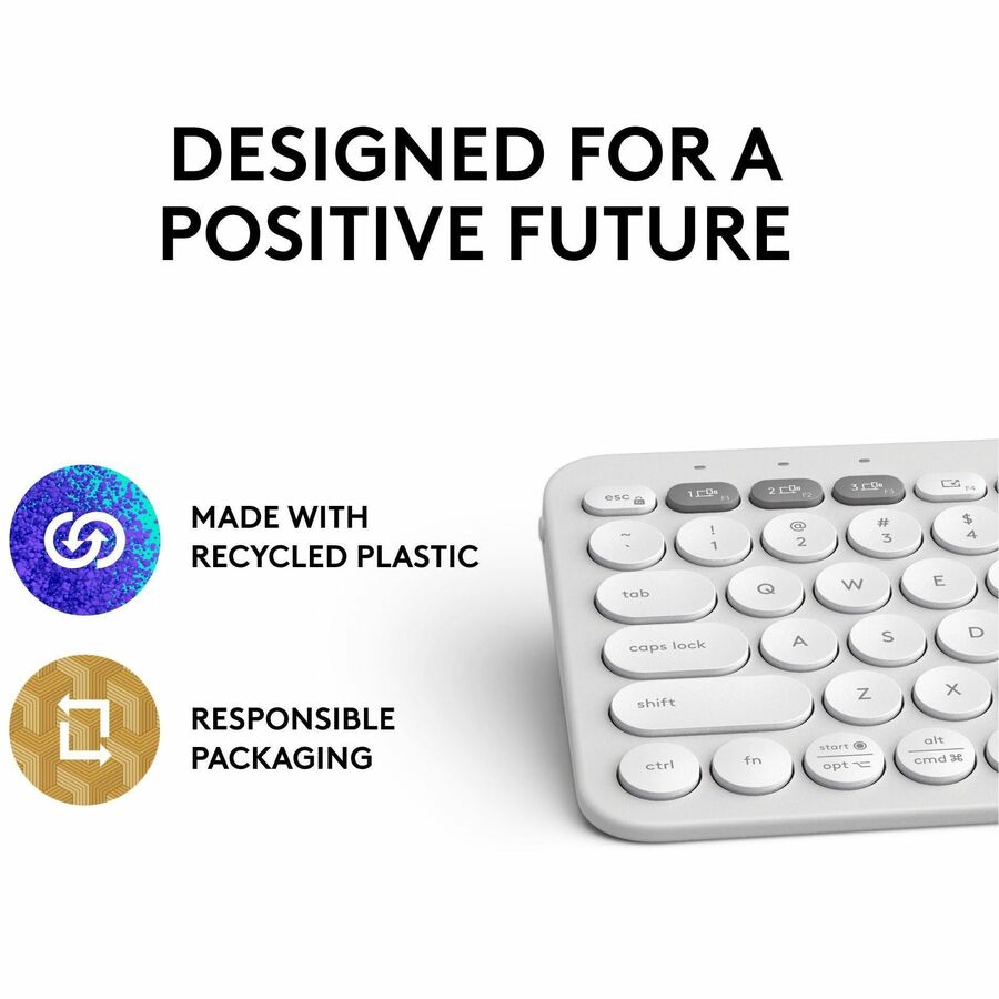 Logitech Pebble Keys 2 K380s Wireless Bluetooth Keyboard - Multi-Device Compatible in Tonal White