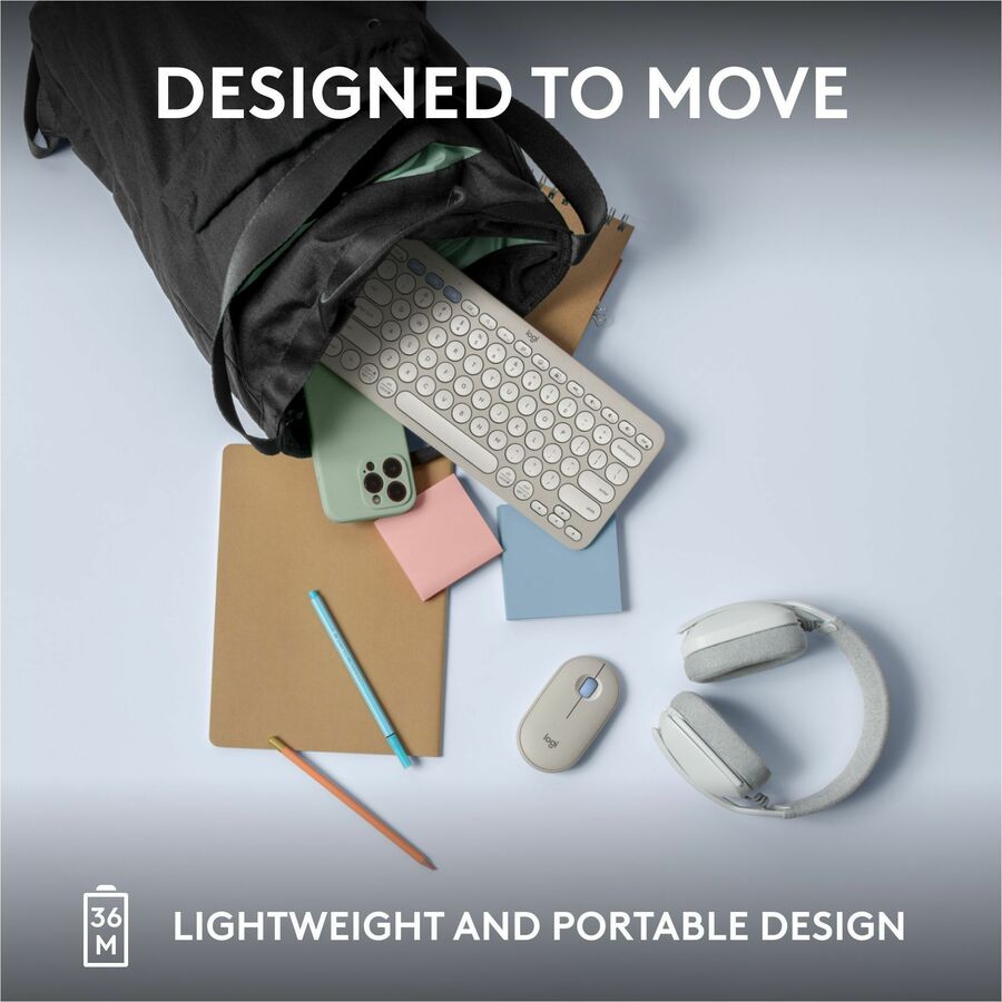 Logitech Pebble Keys 2 K380s Wireless Bluetooth Keyboard - Multi-Device Compatible in Tonal White