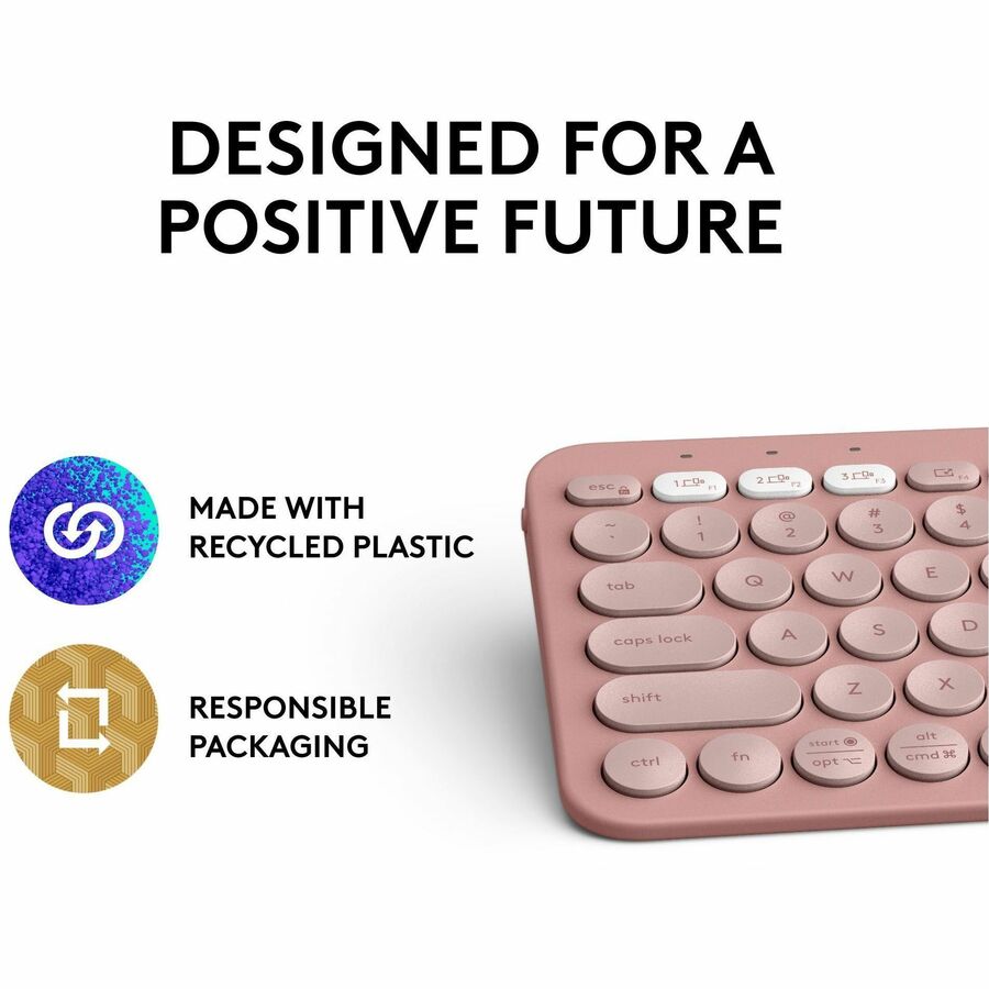 Logitech Pebble Keys 2 K380s Wireless Multi-Device Keyboard in Tonal Rose
