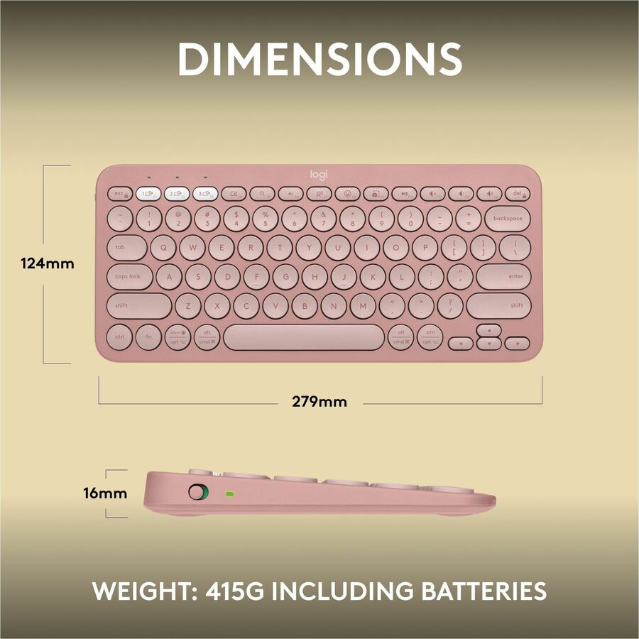Logitech Pebble Keys 2 K380s Wireless Multi-Device Keyboard in Tonal Rose