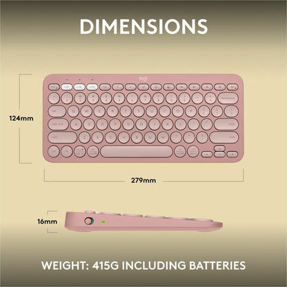 Logitech Pebble Keys 2 K380s Wireless Multi-Device Keyboard in Tonal Rose