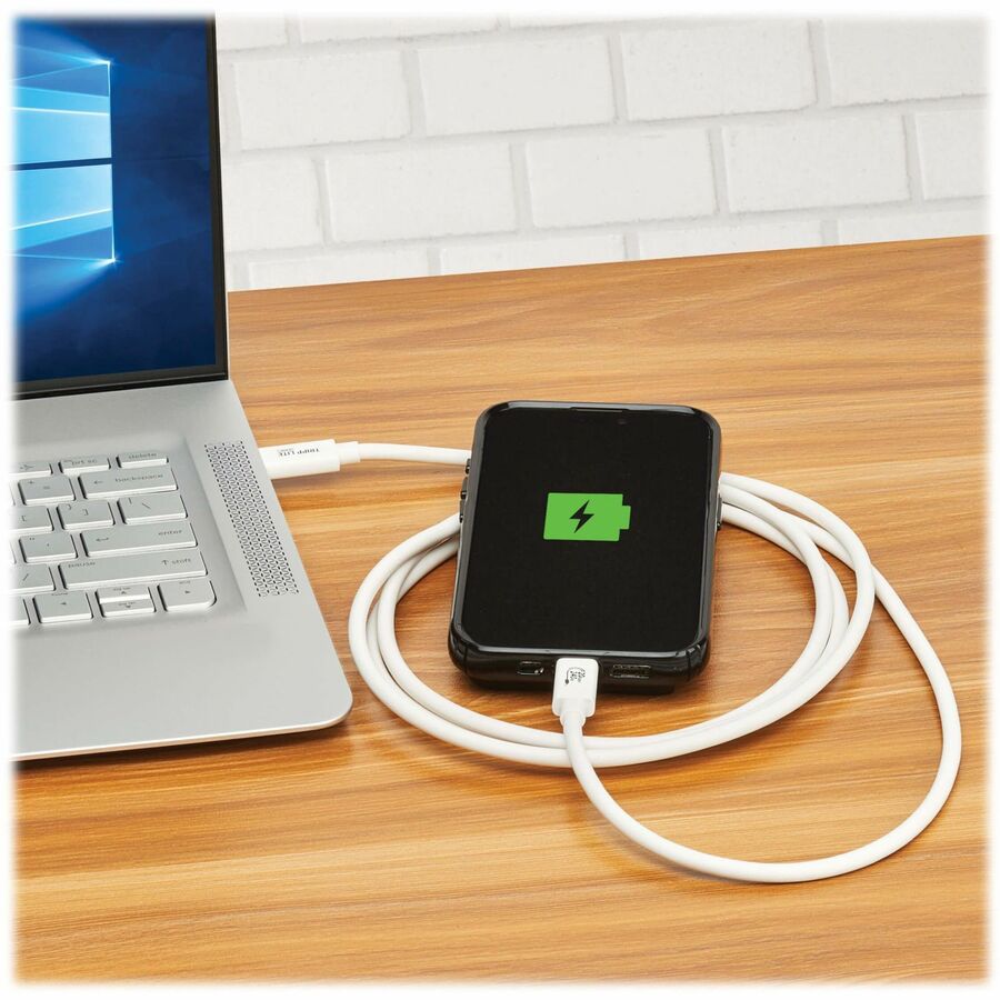Eaton Tripp Lite Series USB4 20Gbps Cable (M/M) - USB-C to USB-C, 4K 60Hz, 240W PD Charging, White, 6.6 ft
