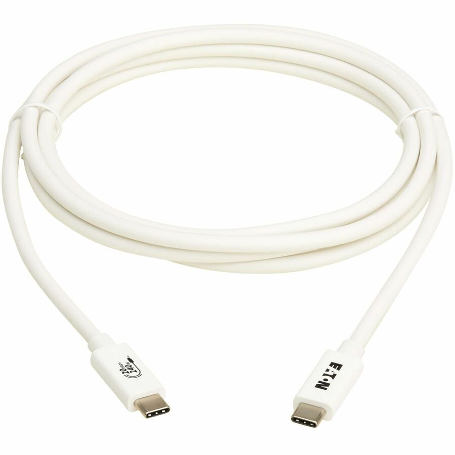 Eaton Tripp Lite Series USB4 20Gbps Cable (M/M) - USB-C to USB-C, 4K 60Hz, 240W PD Charging, White, 6.6 ft