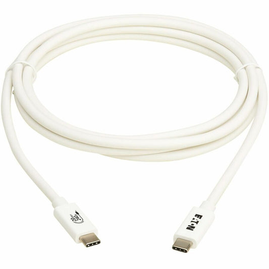 Eaton Tripp Lite Series USB4 20Gbps Cable (M/M) - USB-C to USB-C, 4K 60Hz, 240W PD Charging, White, 6.6 ft