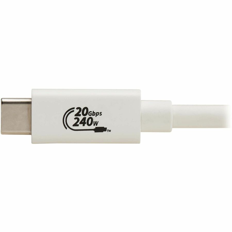 Eaton Tripp Lite Series USB4 20Gbps Cable (M/M) - USB-C to USB-C, 4K 60Hz, 240W PD Charging, White, 6.6 ft