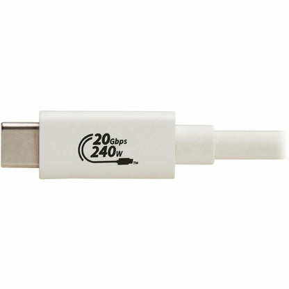 Eaton Tripp Lite Series USB4 20Gbps Cable (M/M) - USB-C to USB-C, 4K 60Hz, 240W PD Charging, White, 6.6 ft