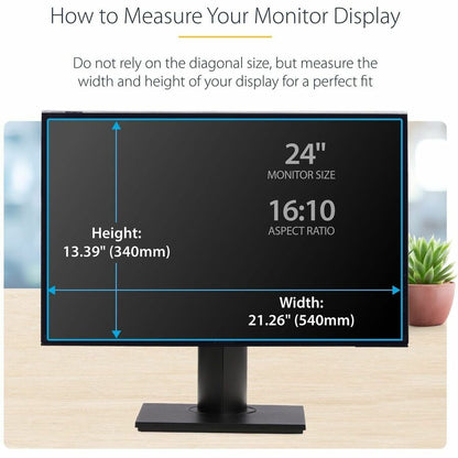 StarTech.com 24-Inch 16:10 Acrylic Hanging Privacy Screen - Monitor Screen Protector with Blue Light Reduction