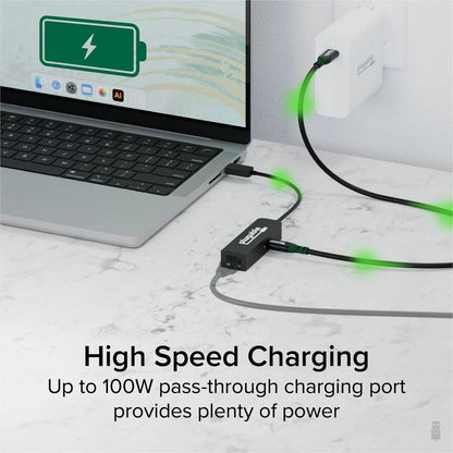Plugable USB-C to Ethernet Adapter 2.5Gbps with 100W Power Delivery – Portable USB-C Ethernet and Charging Solution