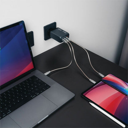 Verbatim 200W GaN Wall Charger with 3 USB-C Power Delivery Ports and USB-A Quick Charge – Compact Travel-Friendly Power Adapter