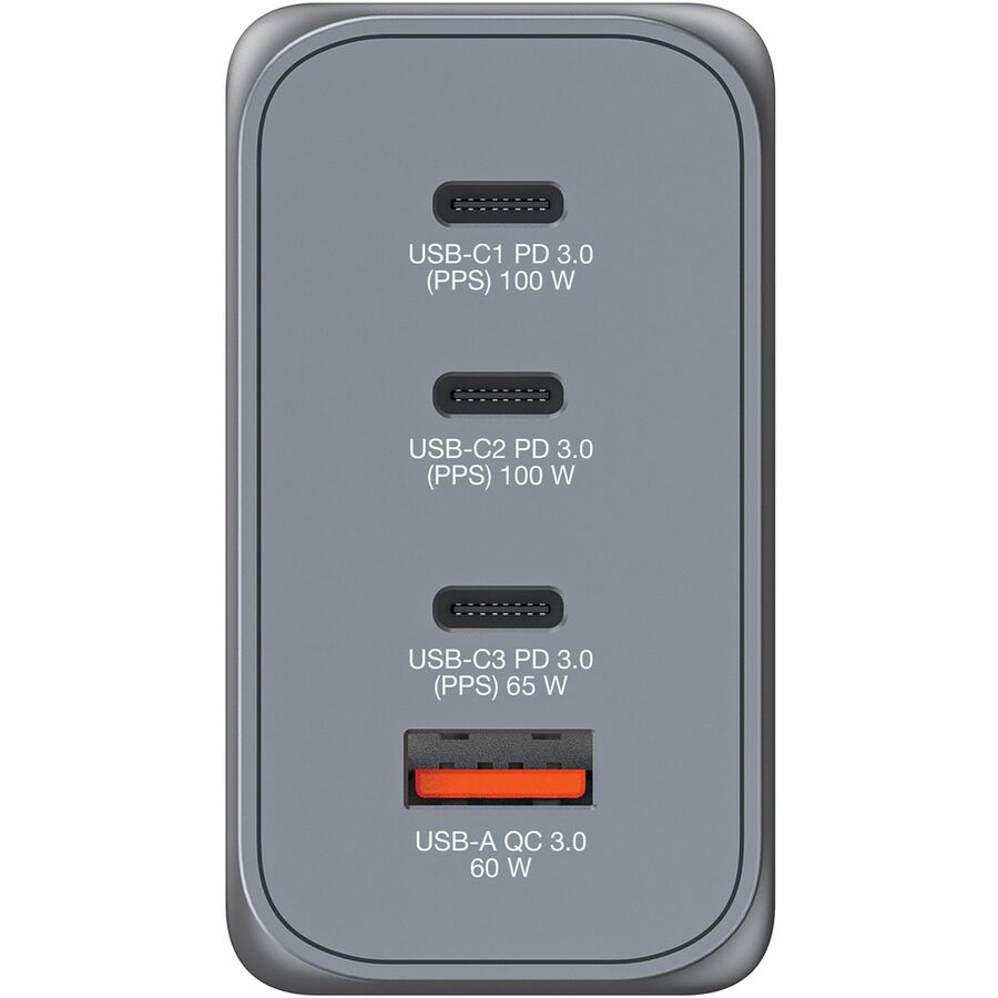 Verbatim 200W GaN Wall Charger with 3 USB-C Power Delivery Ports and USB-A Quick Charge – Compact Travel-Friendly Power Adapter
