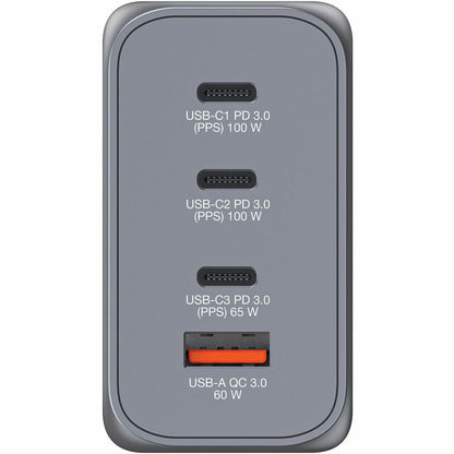 Verbatim 200W GaN Wall Charger with 3 USB-C Power Delivery Ports and USB-A Quick Charge – Compact Travel-Friendly Power Adapter
