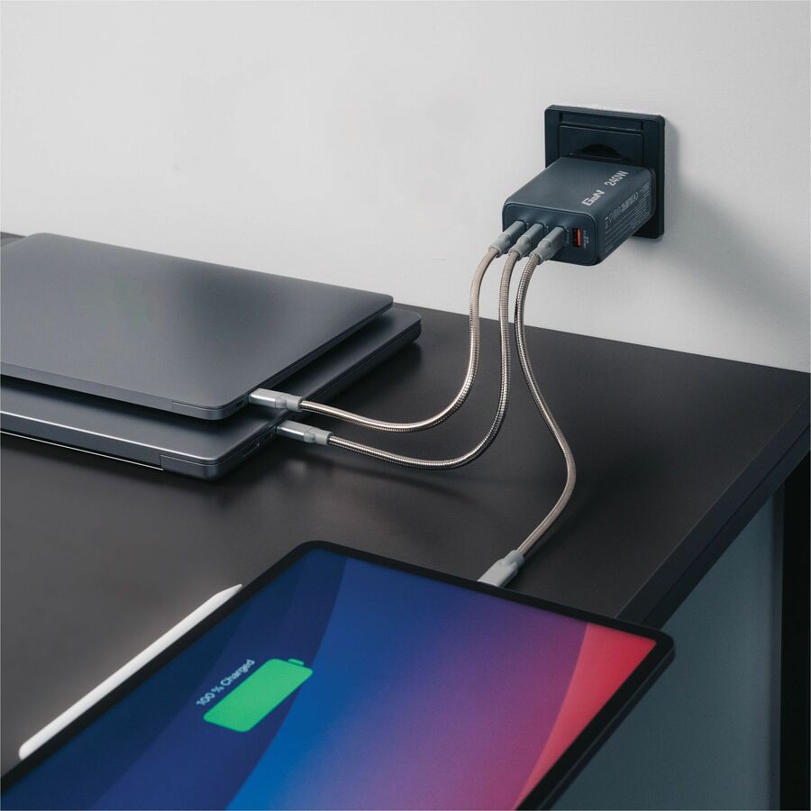 Verbatim 240W 4-Port GaN Wall Charger with USB-C Power Delivery and Quick Charge for Fast Device Charging