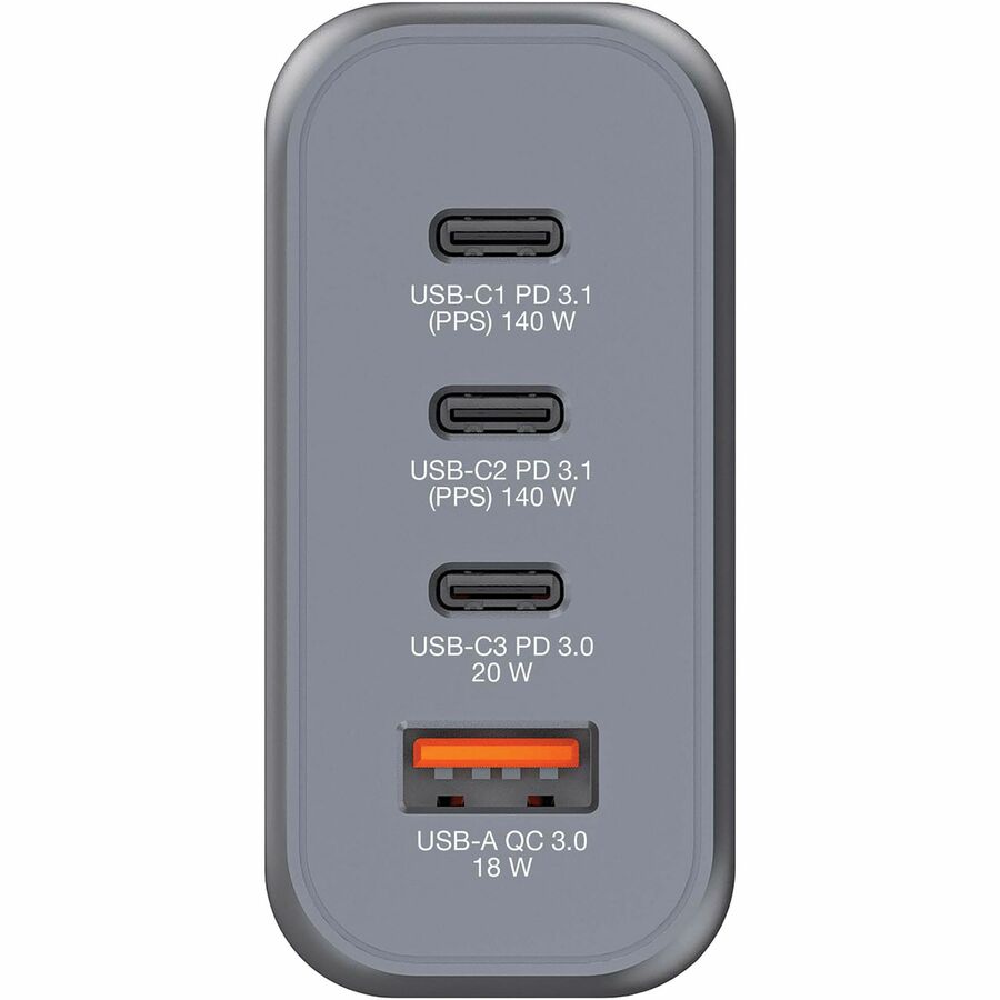 Verbatim America, LLC 140W 4-Port GaN Wall Charger with USB-C Power Delivery and Quick Charge