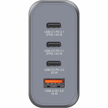 Verbatim America, LLC 140W 4-Port GaN Wall Charger with USB-C Power Delivery and Quick Charge