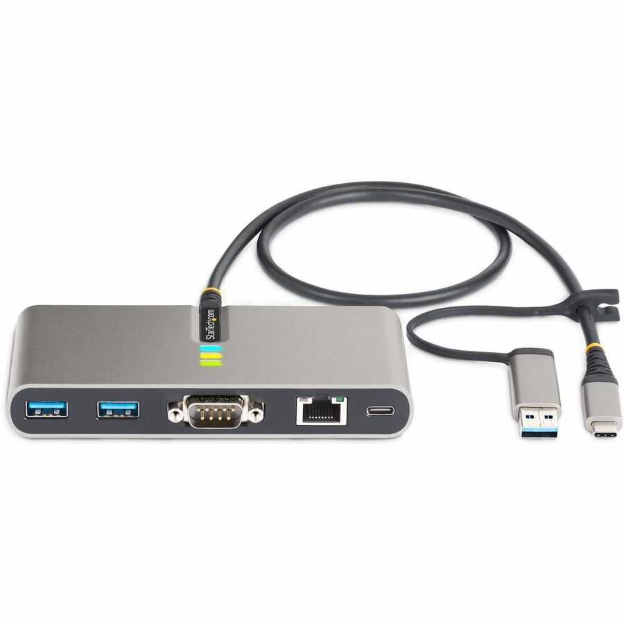 StarTech.com 2-Port USB-C Hub with Gigabit Ethernet, RS-232 Serial, and 100W Power Delivery Pass-Through (Part #5G2A1SGBB-USB-C-HUB)