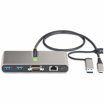 StarTech.com 2-Port USB-C Hub with Gigabit Ethernet, RS-232 Serial, and 100W Power Delivery Pass-Through (Part #5G2A1SGBB-USB-C-HUB)