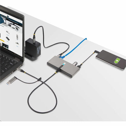 StarTech.com 2-Port USB-C Hub with Gigabit Ethernet, RS-232 Serial, and 100W Power Delivery Pass-Through (Part #5G2A1SGBB-USB-C-HUB)