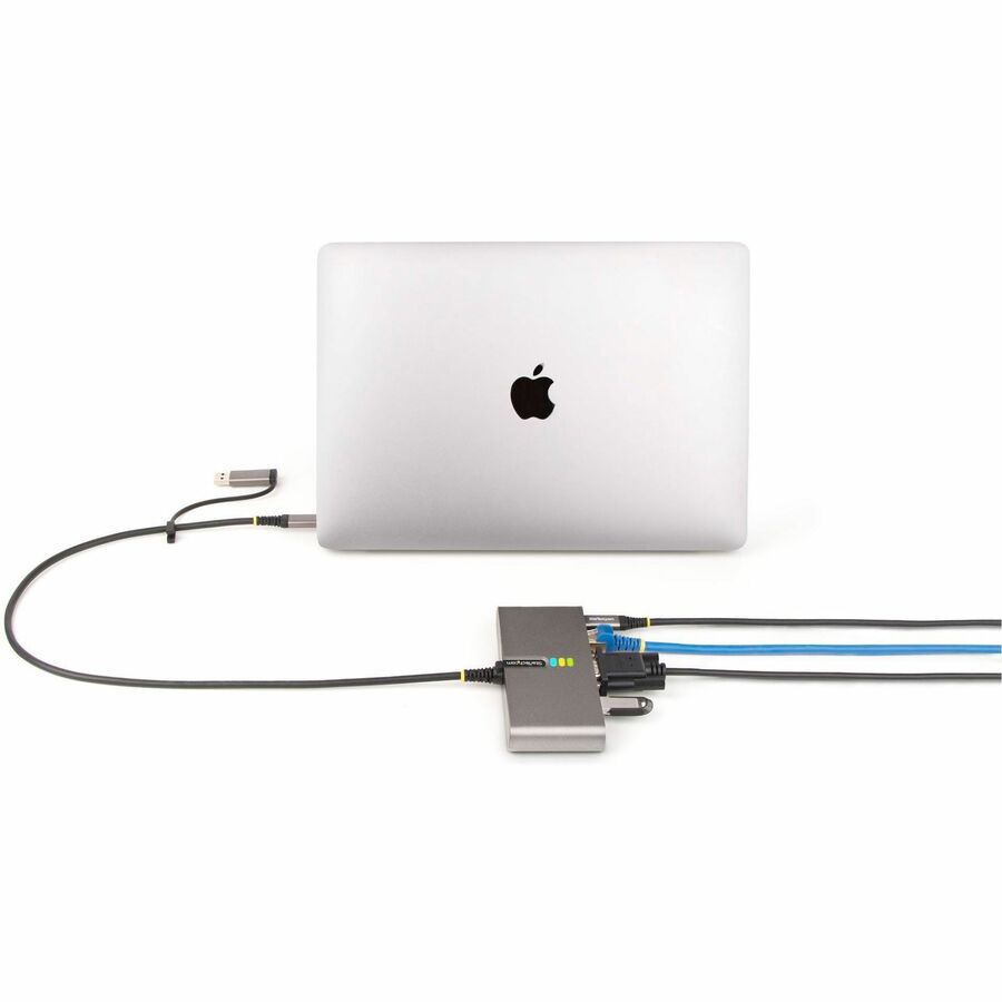 StarTech.com 2-Port USB-C Hub with Gigabit Ethernet, RS-232 Serial, and 100W Power Delivery Pass-Through (Part #5G2A1SGBB-USB-C-HUB)