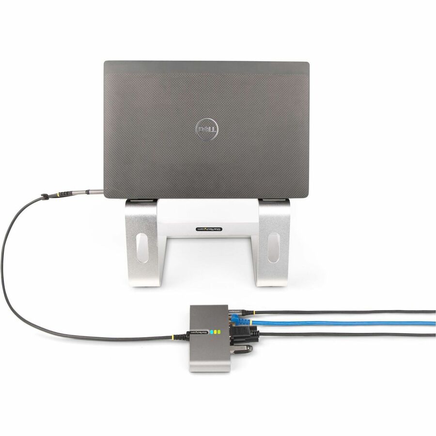 StarTech.com 2-Port USB-C Hub with Gigabit Ethernet, RS-232 Serial, and 100W Power Delivery Pass-Through (Part #5G2A1SGBB-USB-C-HUB)