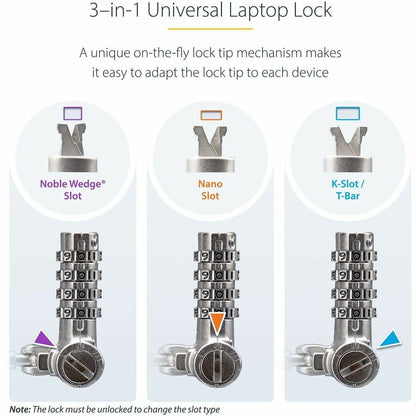StarTech.com 25-Pack Universal Laptop Lock with 6.6 ft Cut-Resistant Cable and Serialized Combo Lock