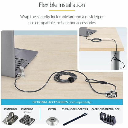 StarTech.com 25-Pack Universal Laptop Lock with 6.6 ft Cut-Resistant Cable and Serialized Combo Lock