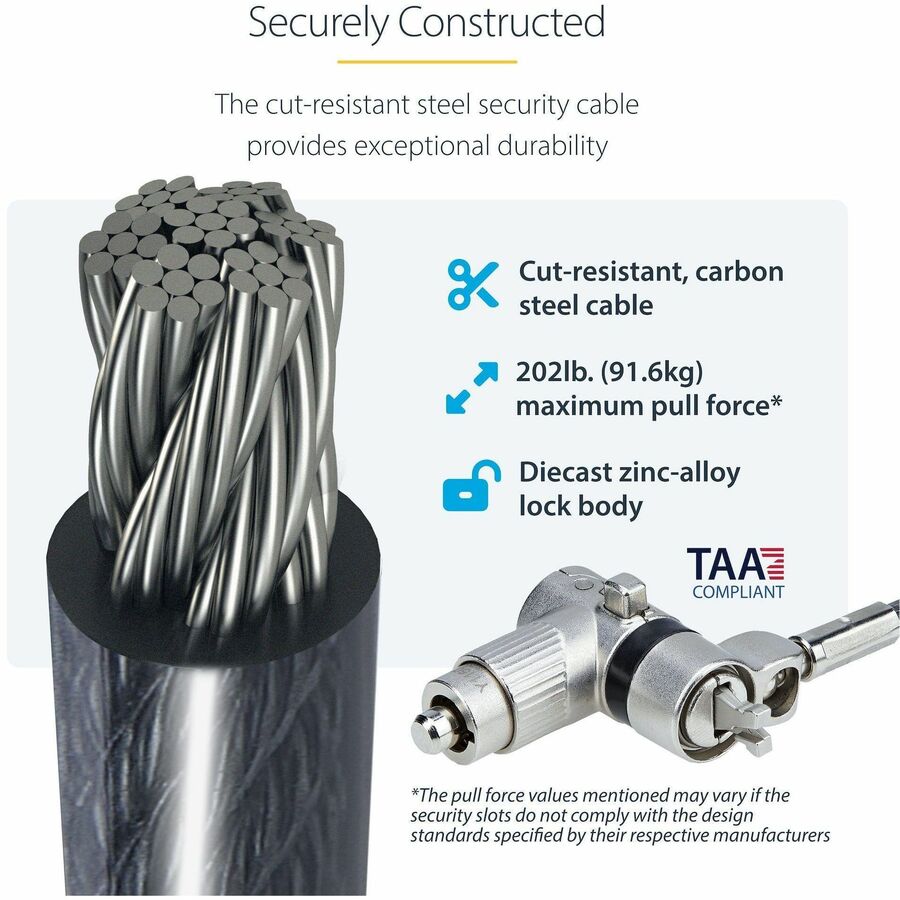 StarTech.com 25-Pack Universal Laptop Lock with 6.6 ft Cut-Resistant Cable and Serialized Combo Lock