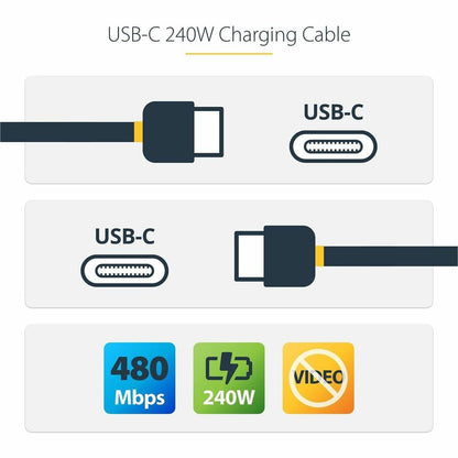 StarTech.com 13ft USB-C Charging Cable with 240W Power Delivery, USB-IF Certified USB-C to USB-C Cable for High-Power Laptops and Devices