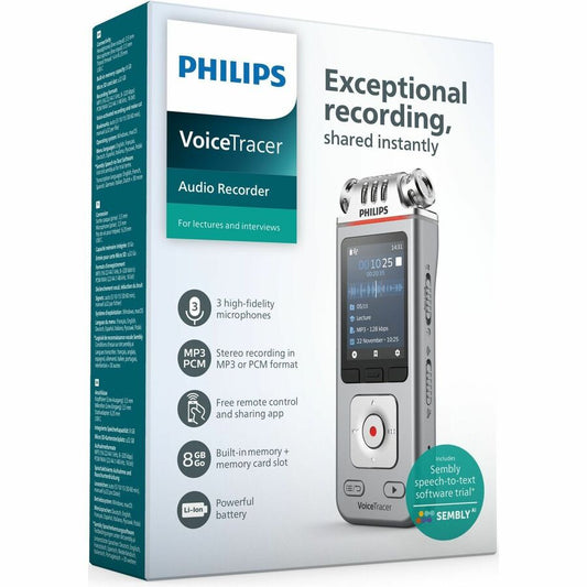 Philips Voice Tracer DVT4110 Digital Voice Recorder with 8GB Storage and Hi-Fi Microphones