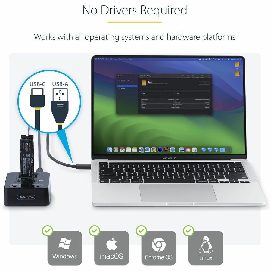 StarTech.com M2-HDD-DUPLICATOR-N1 1:1 M.2 NVMe Drive Duplicator and Cloner with USB 3.2 Gen 2x2