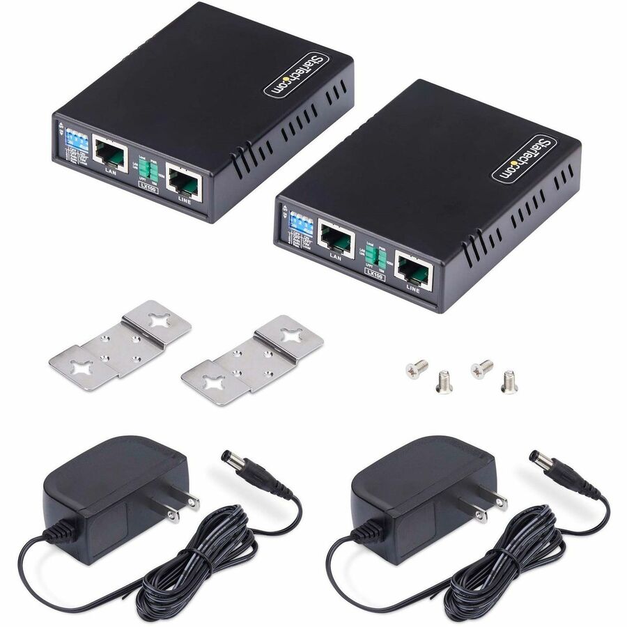 StarTech.com 10/100 Ethernet Extender Kit - Up to 0.5 miles (800 meters) Long-Range LAN Over Single or Dual Pair UTP
