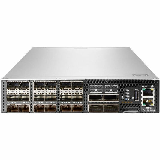 Hewlett Packard Enterprise SN2010M Layer 3 Switch with NVIDIA Cumulus Linux – 25GbE 18 SFP28 & 4 QSFP28 Ports, 1U Rack-Mountable Network Solution