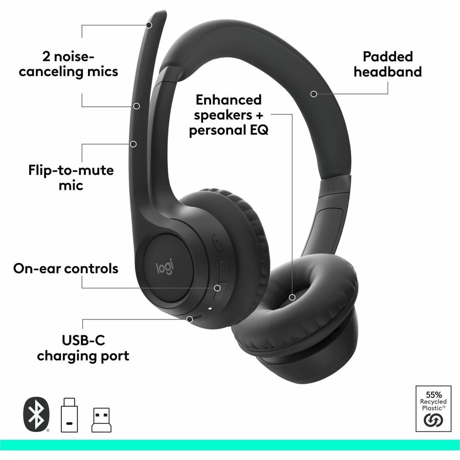 Logitech Zone 305 Wireless Bluetooth Headset with Microphone for Business and Collaboration