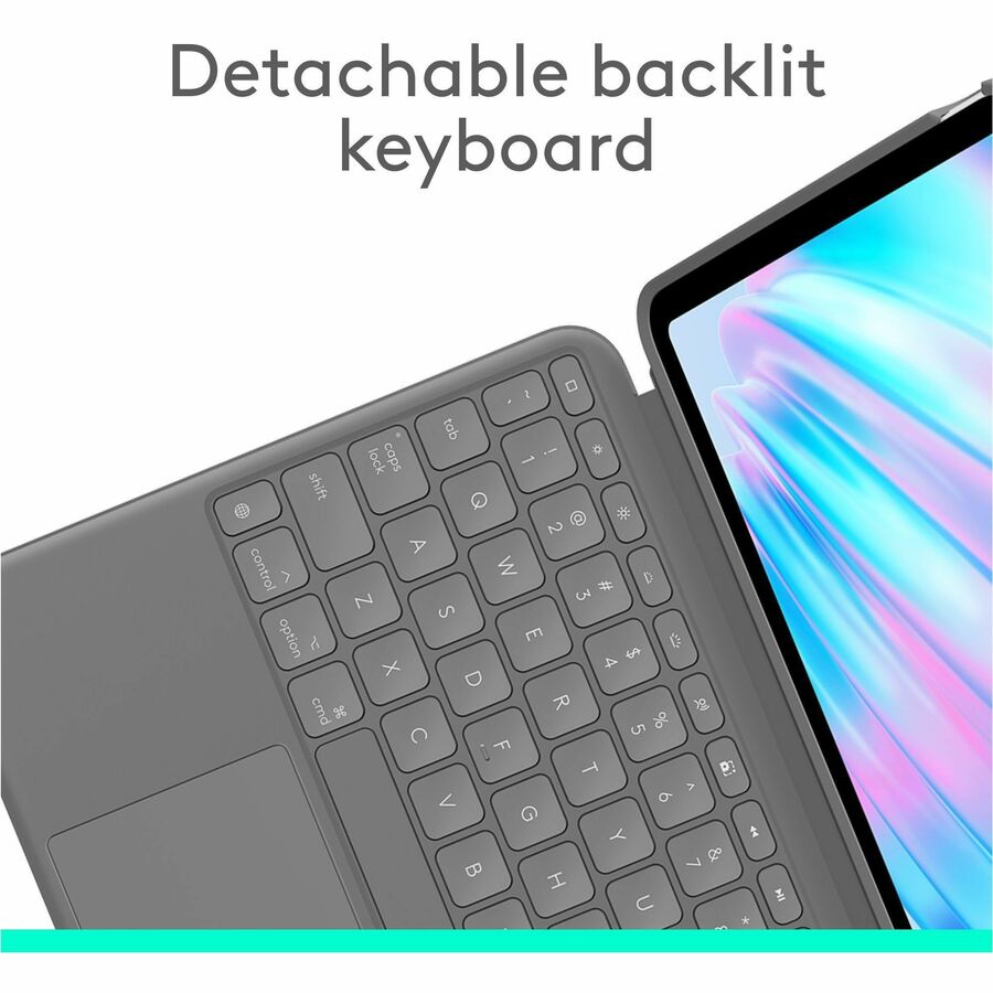 Logitech Combo Touch for iPad Air 11-inch (M2 & M3) and 5th Gen - Oxford Gray Keyboard Case with Detachable Backlit Keyboard and Kickstand