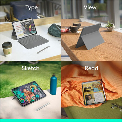 Logitech Combo Touch for iPad Air 11-inch (M2 & M3) and 5th Gen - Oxford Gray Keyboard Case with Detachable Backlit Keyboard and Kickstand
