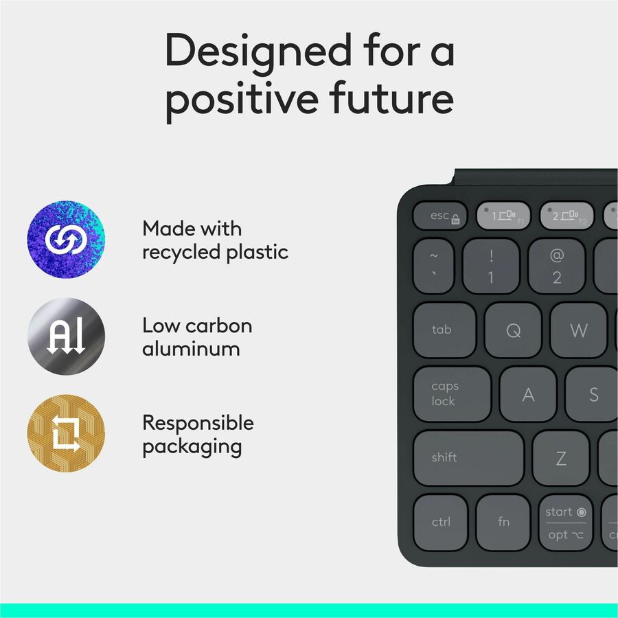 Logitech Keys-To-Go 2 Portable Bluetooth Keyboard for Tablets and Phones - Slim, Recycled Plastic Design in Graphite
