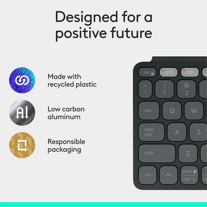 Logitech Keys-To-Go 2 Portable Bluetooth Keyboard for Tablets and Phones - Slim, Recycled Plastic Design in Graphite