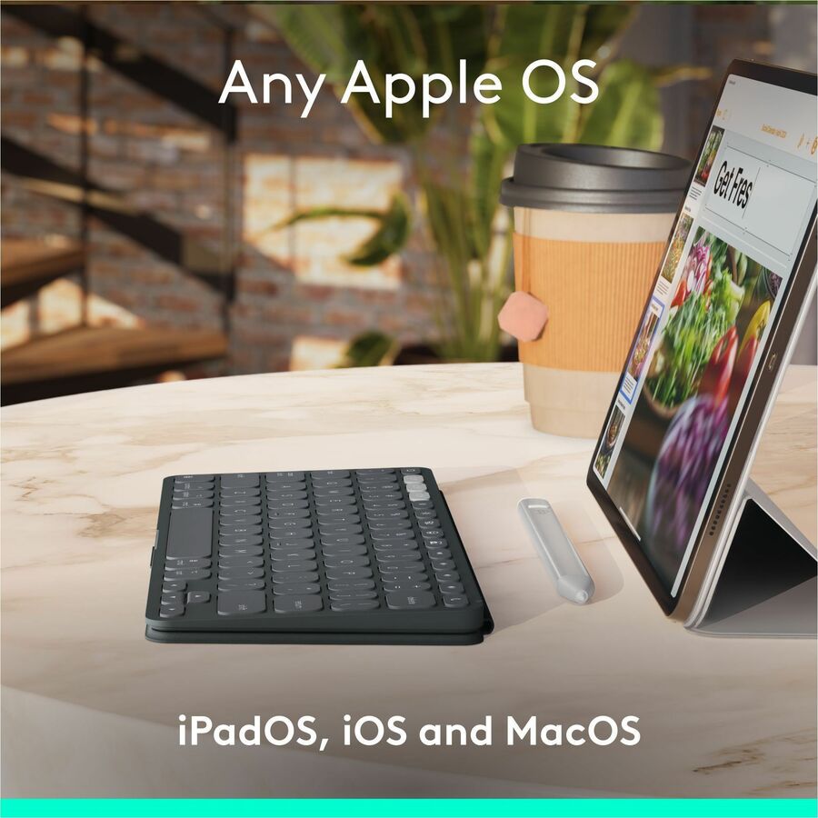 Logitech Keys-To-Go 2 Portable Wireless Keyboard with Built-in Cover for iPad, iPhone, Mac, and Apple TV - Graphite