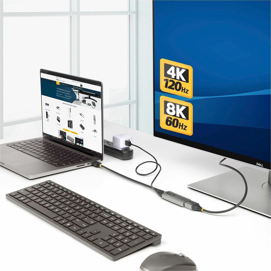 StarTech.com 1ft HDMI to DisplayPort Adapter Cable with 8K 60Hz Support - Active HDMI 2.1 to DP 1.4 Converter