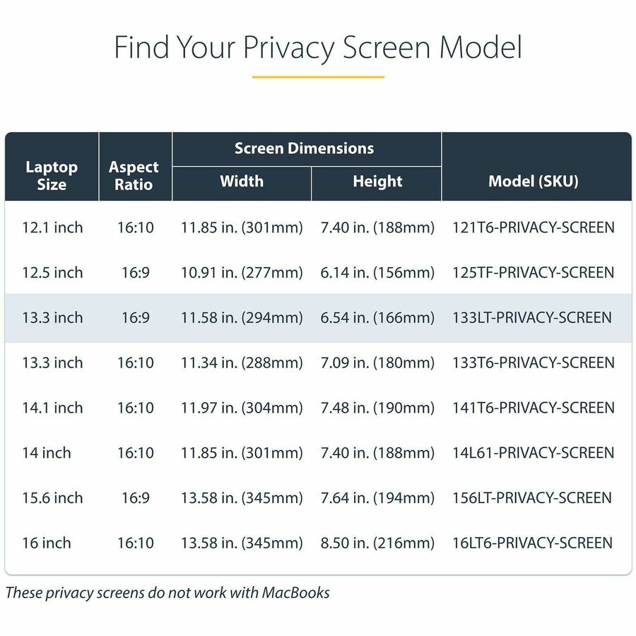 StarTech.com 13.3-inch Flip-Up Privacy Screen with Touch for Laptops - Anti-Glare Blue Light Filter