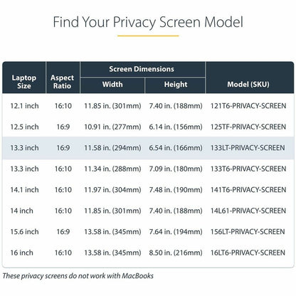 StarTech.com 13.3-inch Flip-Up Privacy Screen with Touch for Laptops - Anti-Glare Blue Light Filter