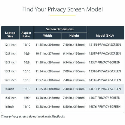 StarTech.com 14-inch 16:10 Flip-Up Privacy Screen with Touch and Blue Light Filter