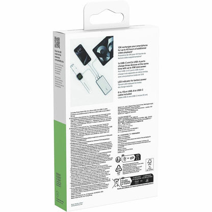 Belkin BoostCharge 10,000 mAh Portable Power Bank with 3 USB Ports - Silver