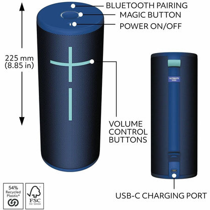 Ultimate Ears MEGABOOM 4 Portable Waterproof Bluetooth Speaker in Cobalt Blue
