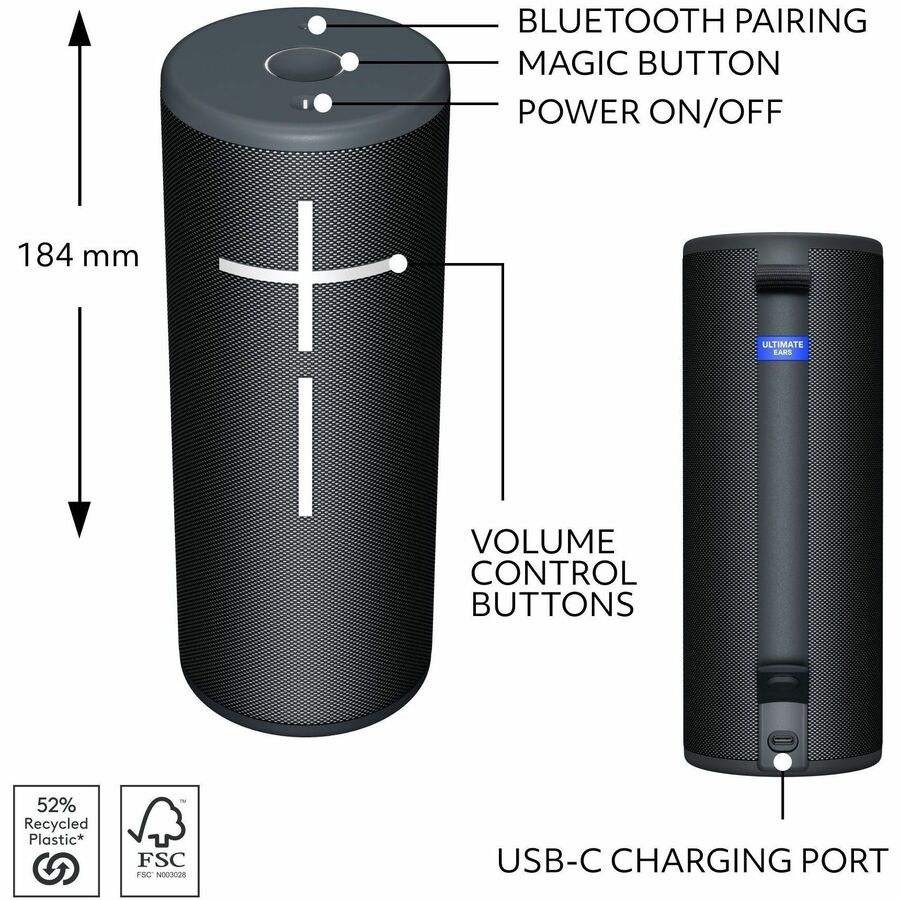 Ultimate Ears BOOM 4 Portable Waterproof Bluetooth Speaker - Black