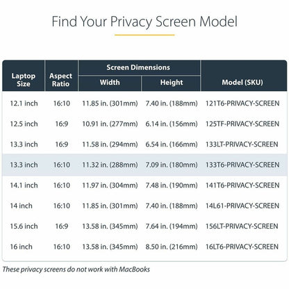 StarTech.com 13.3-inch 16:10 Flip-Up Privacy Screen with Touch and Blue Light Filter