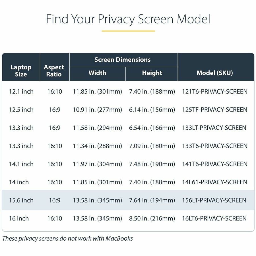 StarTech.com 15.6-inch Flip-Up Privacy Screen with Touch and Blue Light Filter for Laptops