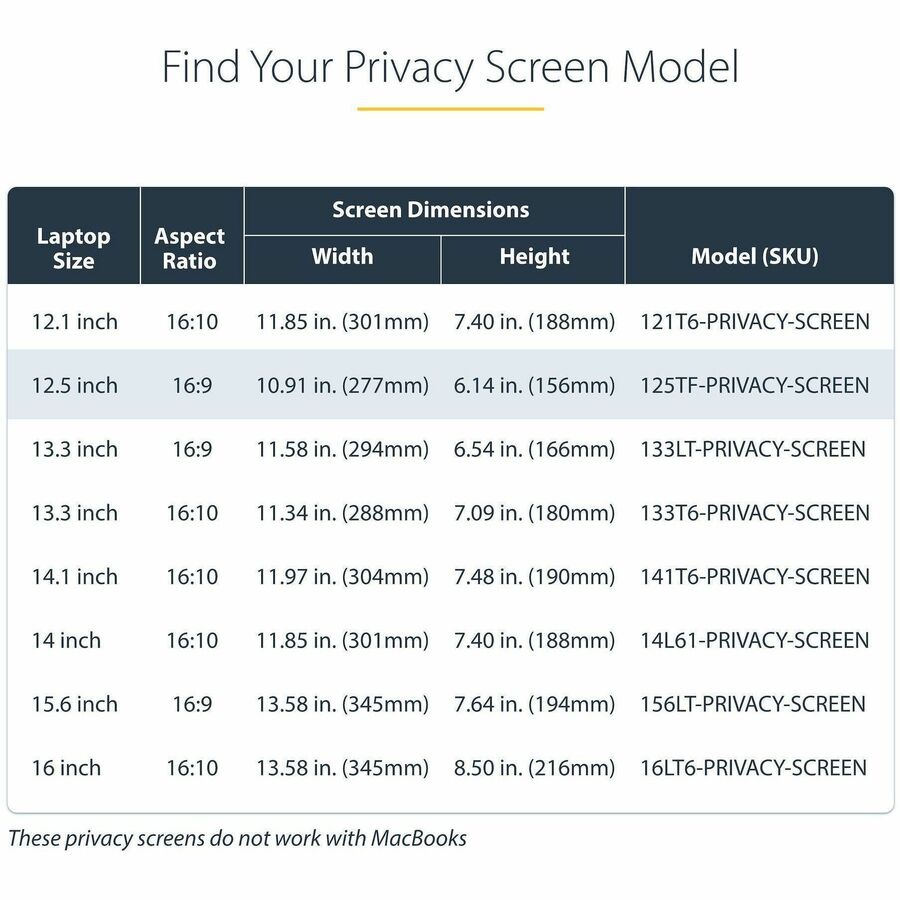StarTech.com 12.5-inch 16:9 Flip-Up Privacy Screen with Touch and Blue Light Filter for Laptops
